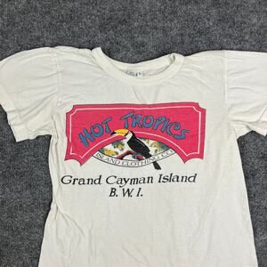 Hot Tropics T-Shirt Womens Size L White Grand Cayman Island Graphic 90s Vintage